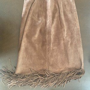 Vintage Suede Fringe Skirt